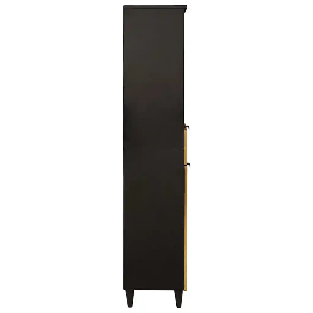 vidaXL Mobile da Bagno con cassetto Nero e Oro 38 x 33 x 160 cm