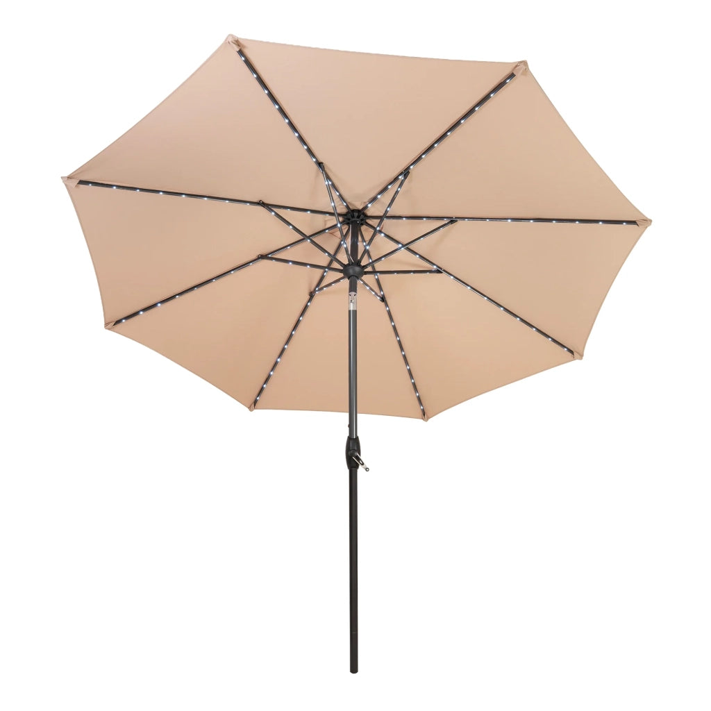 Ombrellone LED Inclinabile 2,7m Beige da Giardino con Luci Solari