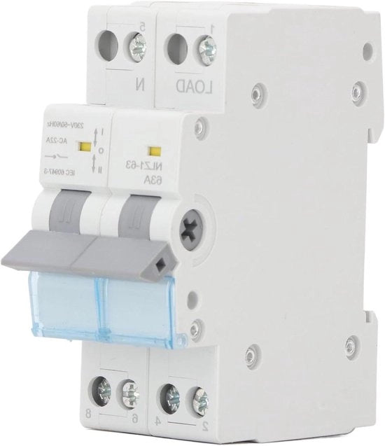 Alimentatore automatico a mano 230V AC 63A - Doppia tensione - MTS - Interruttore di arresto unidirezionale - Montaggio su rail Din 35 mm
