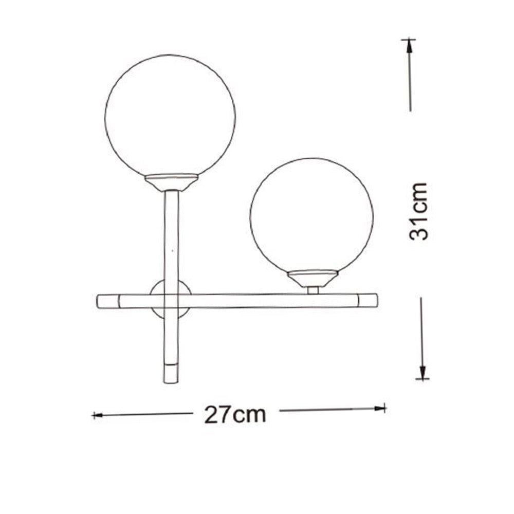 Applique da Interno con Sfere Bianche Opache – Attacco G9 – Struttura Nero e Oro– Design Moderno 31x27 cm Senza lampadine