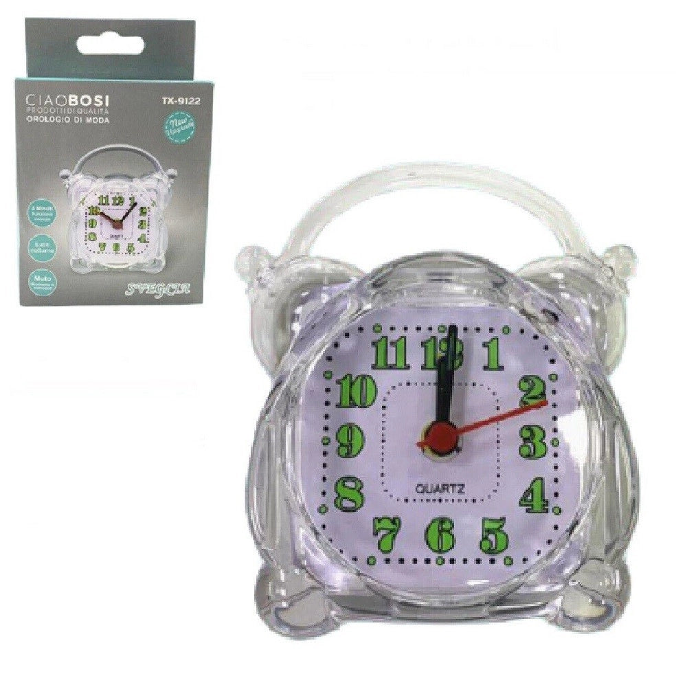 Trade Shop - Sveglia Analogica Orologio Alarm Clock Luce Notturna Funzione Muto Tavolo Tx-9122 -