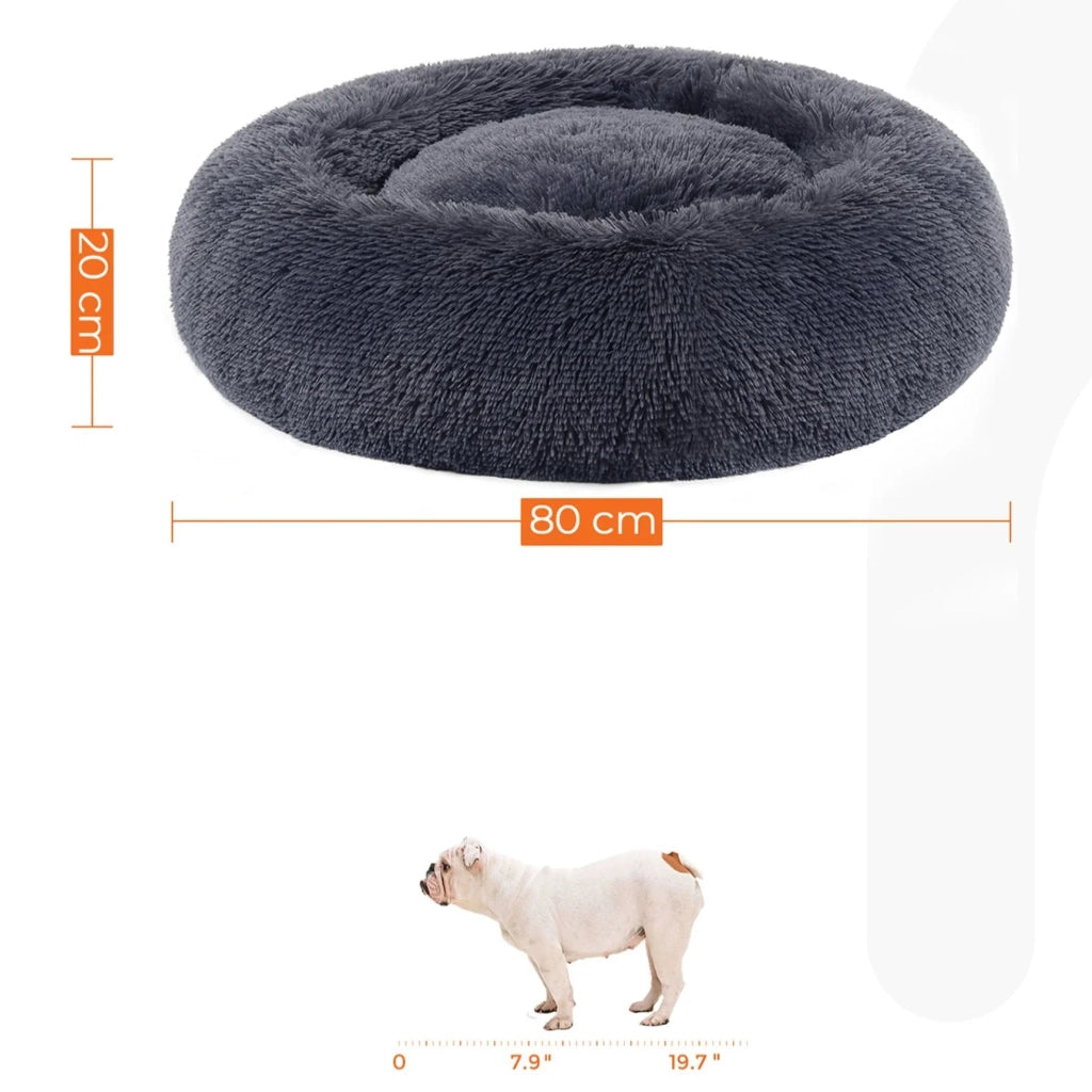 Cesta per cani/lettino per gatti morbido 80 cm grigio scuro 12_0001207