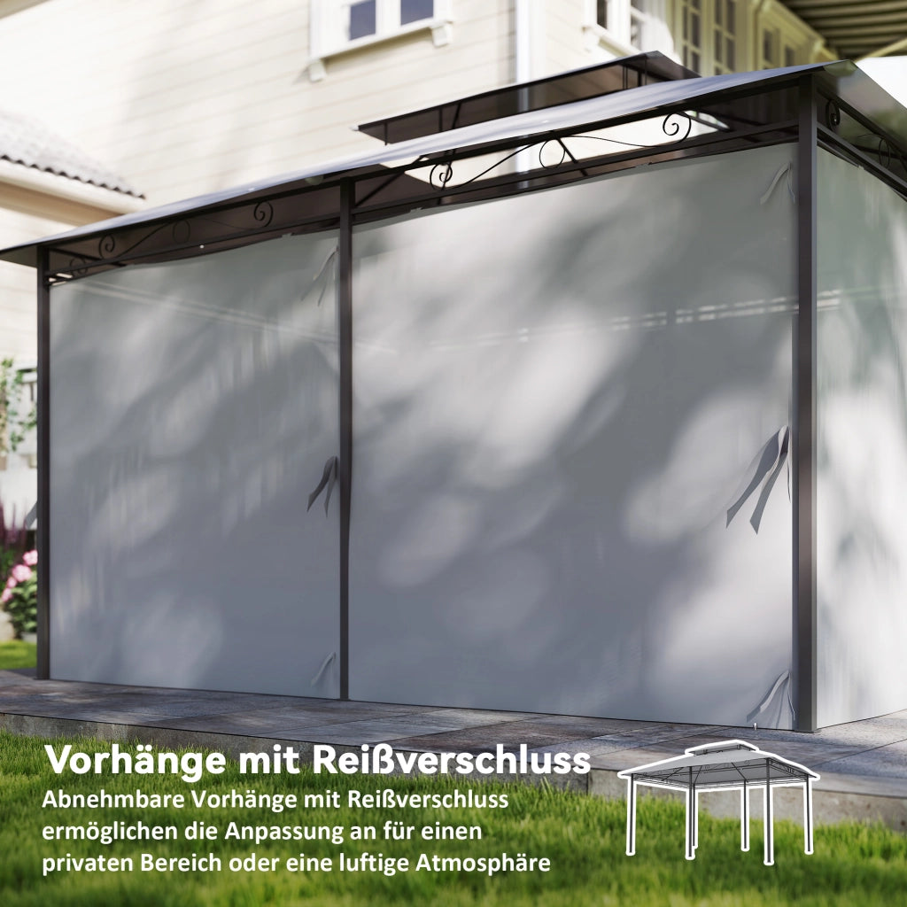 Gazebo da giardino; gazebo esterno con tende; tetto ventilato; grigio scuro