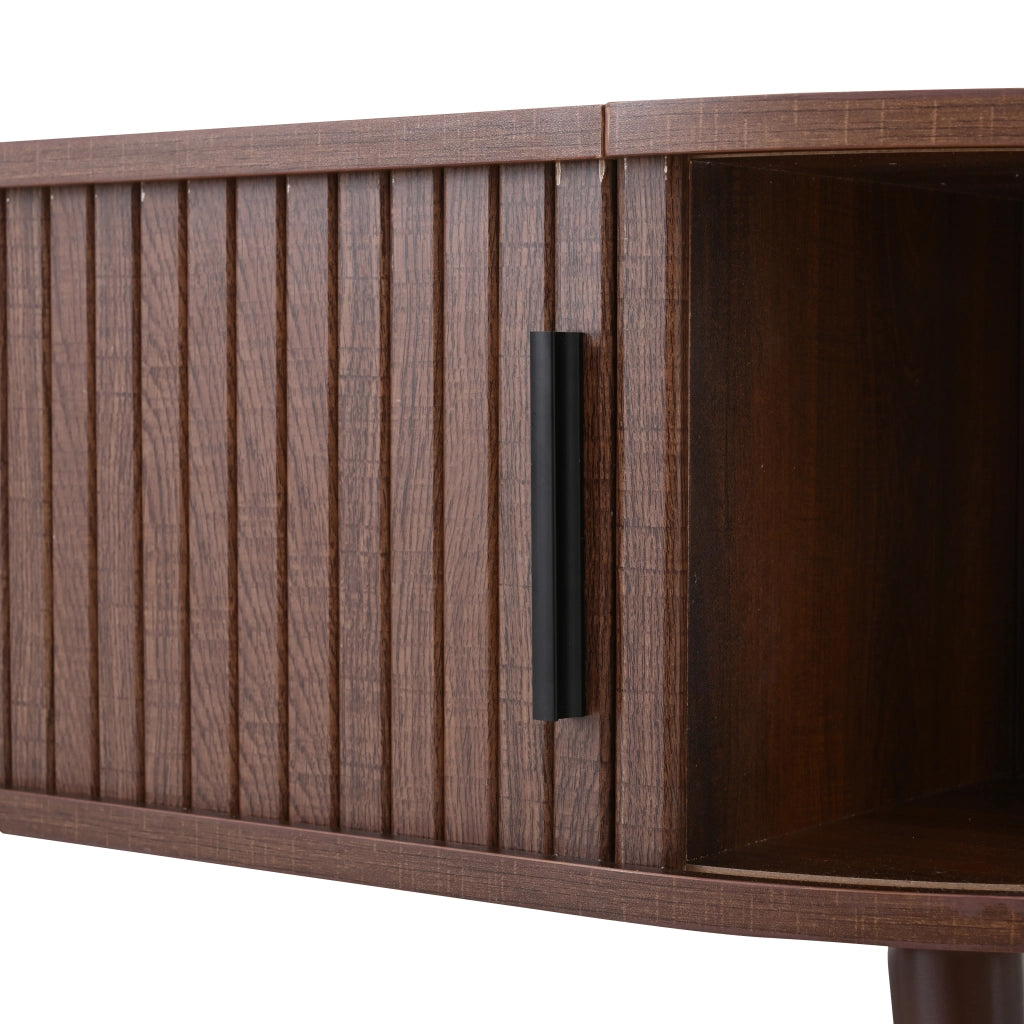 Tavolino da caffè con piano alzabile e vano contenitore - in MDF - 120 x 50 x 39.5 cm - noce