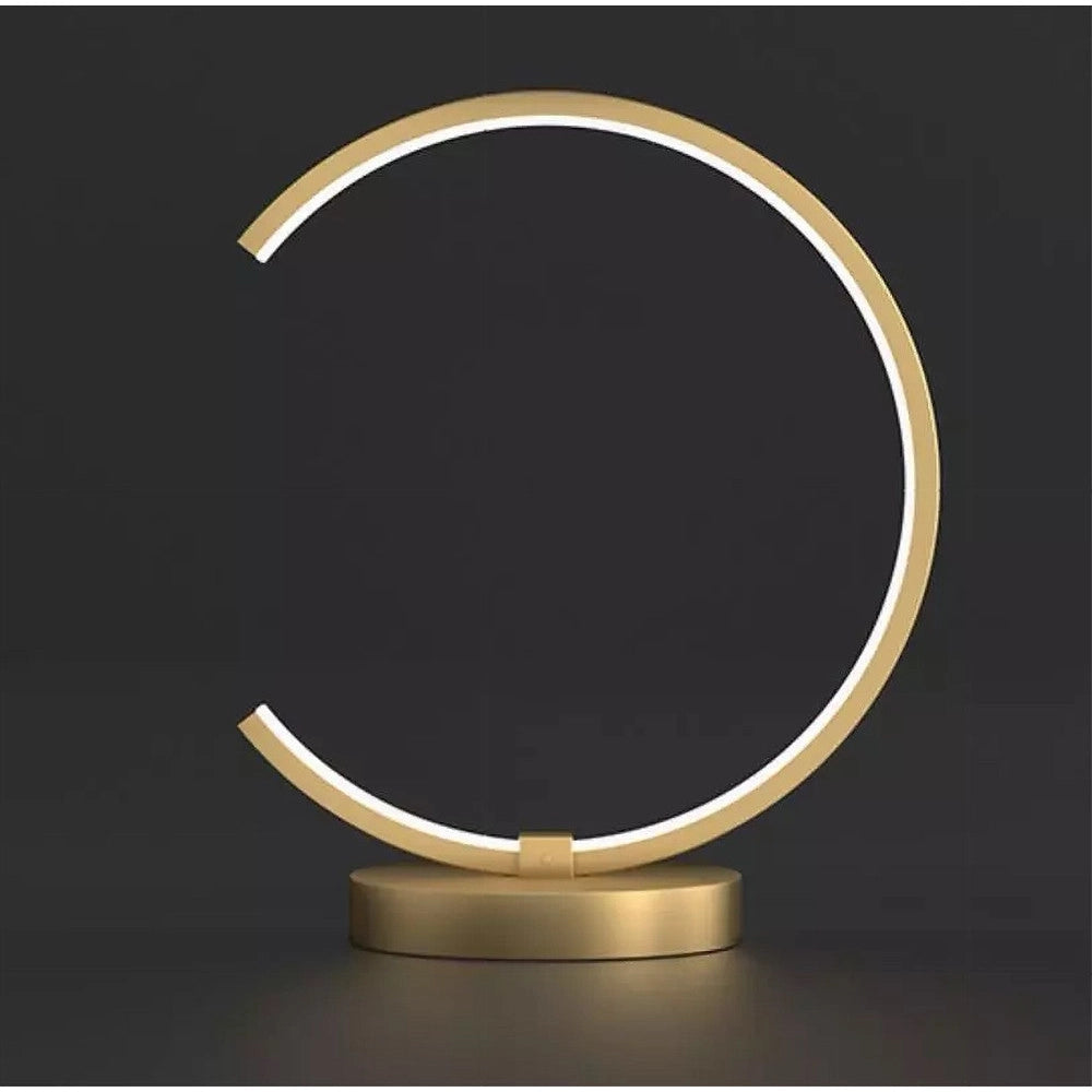 Trade Shop - Lampada Da Tavolo Led 12 W Design Curva Oro Touch Scrivania Comodino Ip20 32729 -