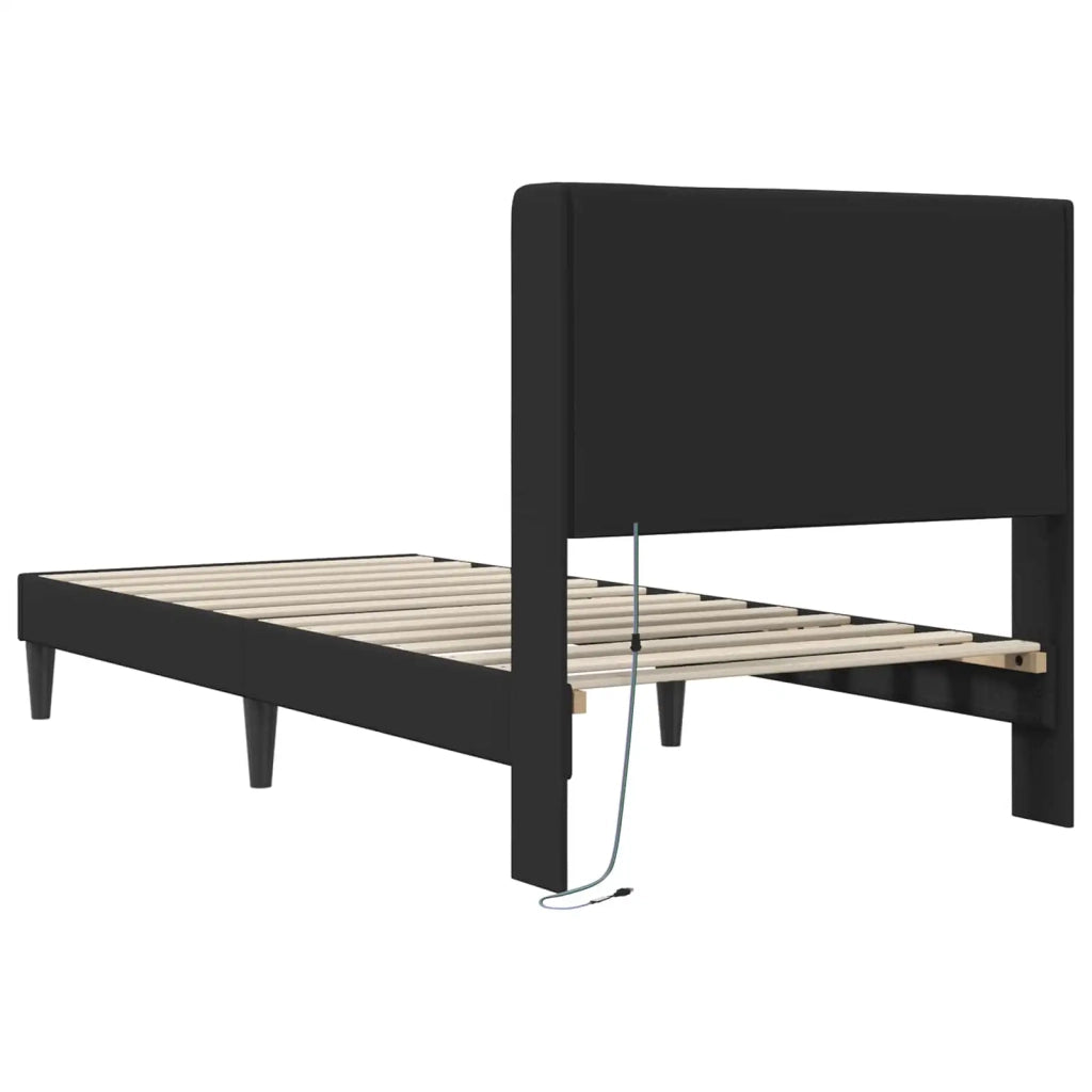 Struttura del letto con strisce LED Nero 80 x 200 cm Similpelle 42027961