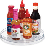 Organizzatore per la cucina, grande tavolo girevole in plastica BPA-free per la dispensa, contenitore girevole per spezie e scatole di conservazione, trasparente