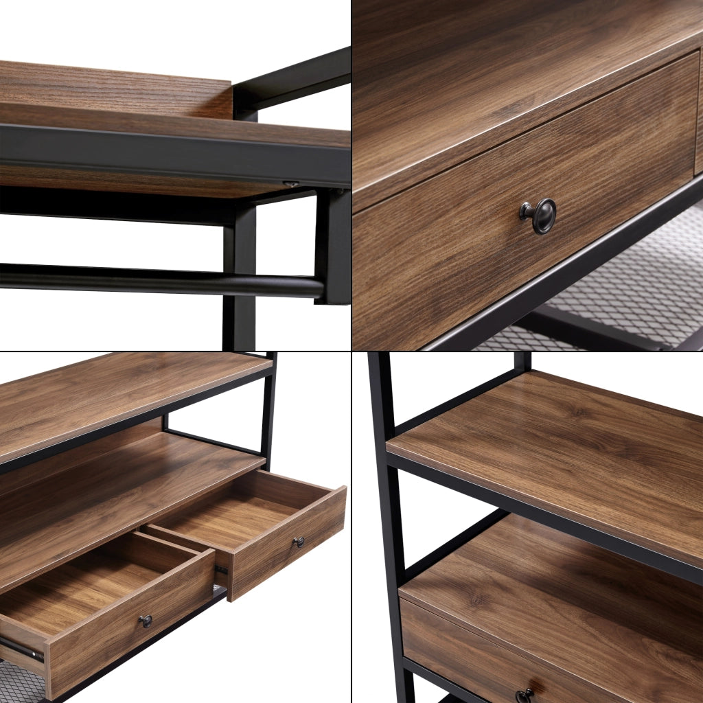 Armadio Aperto Isen per Guardaroba 180 x 120 x 40 cm - color Noce / Nero [en.casa]
