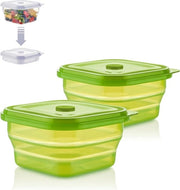 Contenitori di stoccaggio 900 ml a doppio pacchetto pieghevoli in silicone a 100% materiale scheletrico, resistente alla temperatura, resistente al calore e alla freddo, lavabile in lavastoviglie (limone)