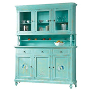 Cristalliera 3 porte 3 cassetti shabby vintage verde consumato - Mobili 2G