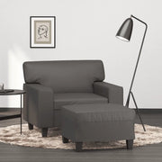 Poltrona con Poggiapiedi Grigio 60 cm in Similpelle 3201161