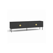 Mobile Porta TV 4 Ante - Nero con Maniglie Dorate - 200 CM - Collezione MONDO