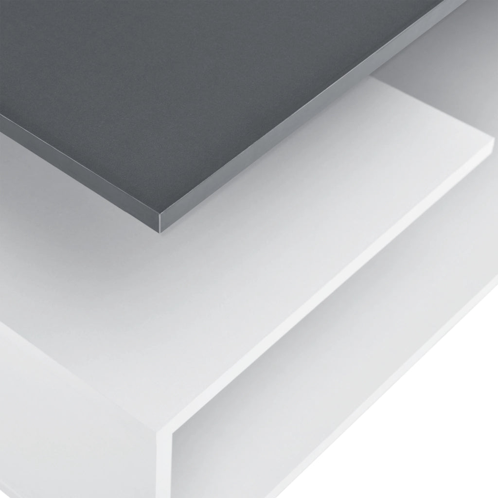 Tavolino da Salotto Haarlem con 3 Piani 90 x 50 x 41 cm - Grigio Scuro / Bianco [en.casa]