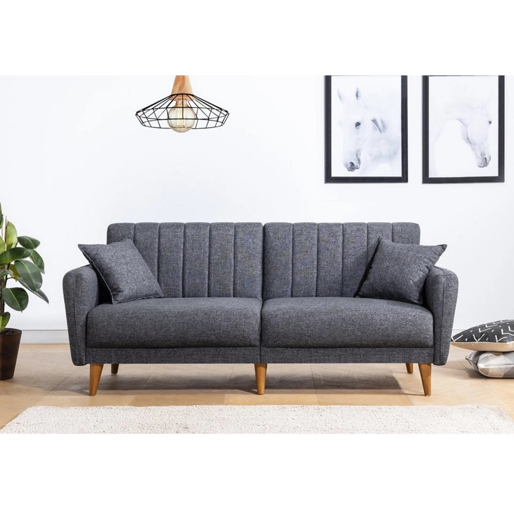 Divano letto a 3 posti in tessuto "Aqua" 205 x 85 x 85 cm - Grigio scuro