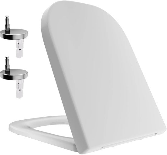 Tappeto di chiusura per wc con chiusura morbida, sedia per wc con chiusura morbida e funzione di rilascio rapido, tappeto di chiusura antibatterico in Duroplast con 360° di regolazione delle staffe