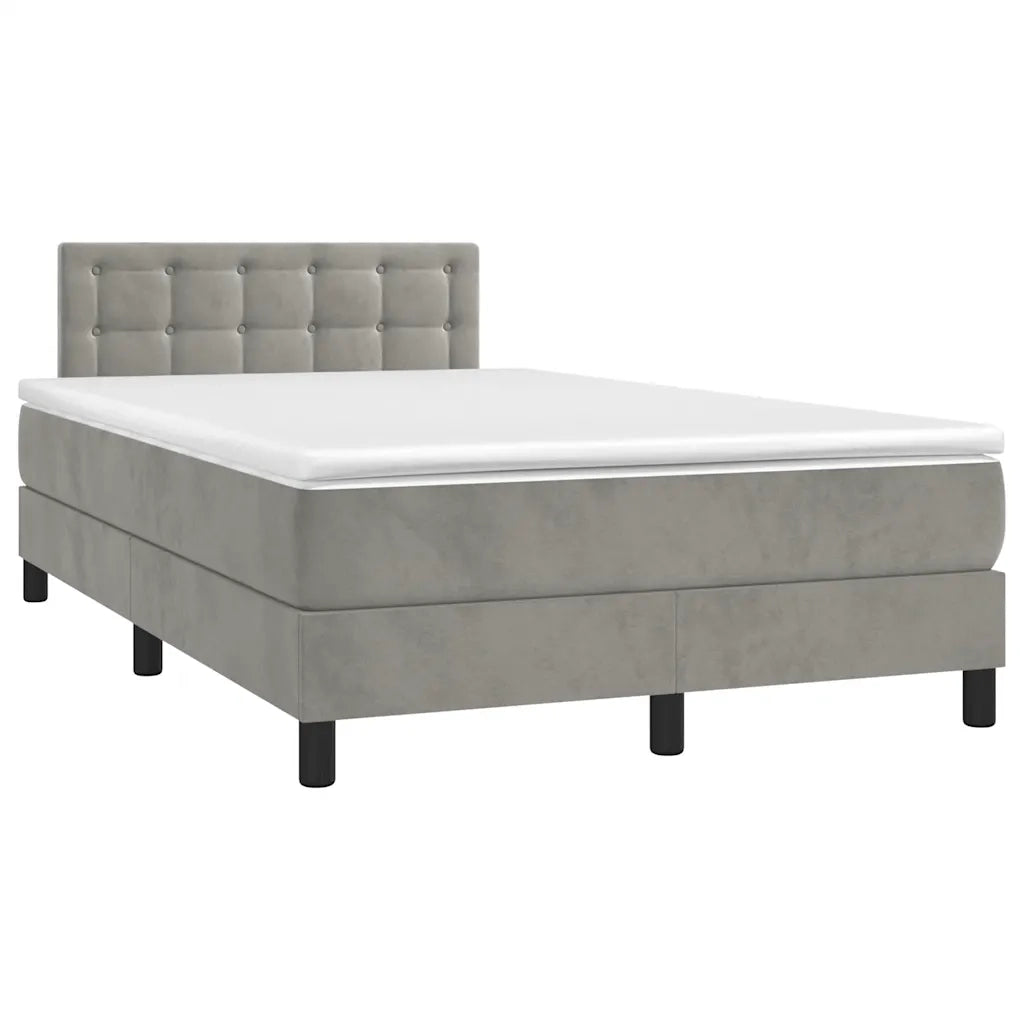 Letto a Molle con Materasso e LED Grigio Chiaro 120x190 cm Velluto