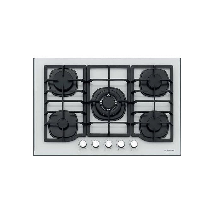 Silverline piano cottura gas 5 fuochi incasso 75 cm vetro Bianco wok CS5405W01