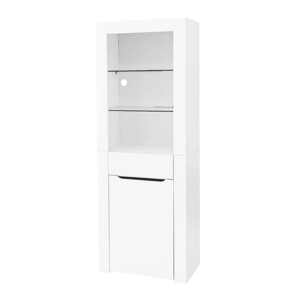 Vetrina moderna con LED; 60 x 35;5 x 165 cm; in truciolare bianco