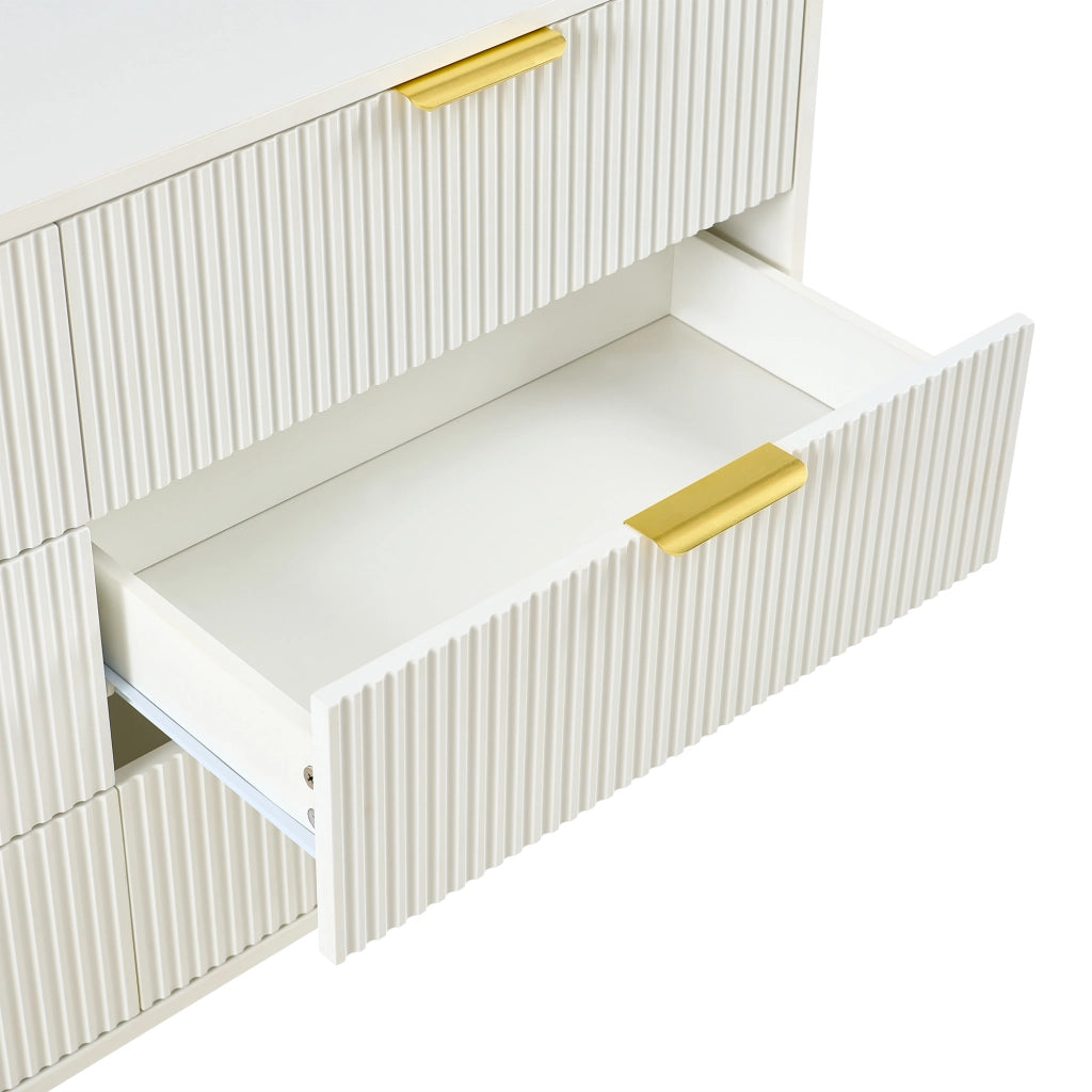 Cassettiera modulare con 9 cassetti - per soggiorno - in MDF - bianca - 200×40×72 cm