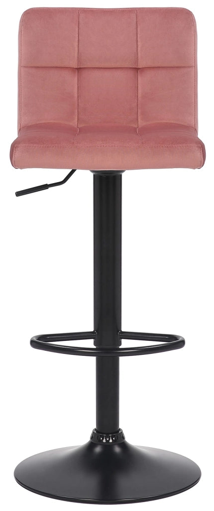 Sgabello imbottito bar Feni in velluto rosa