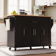 MOBILE CUCINA Carrello isola 136x70x92 cm MDF Nero/Naturale