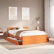 Giroletto senza Materasso con Testata-Struttura Letto Marrone Cera 140x190 Pino