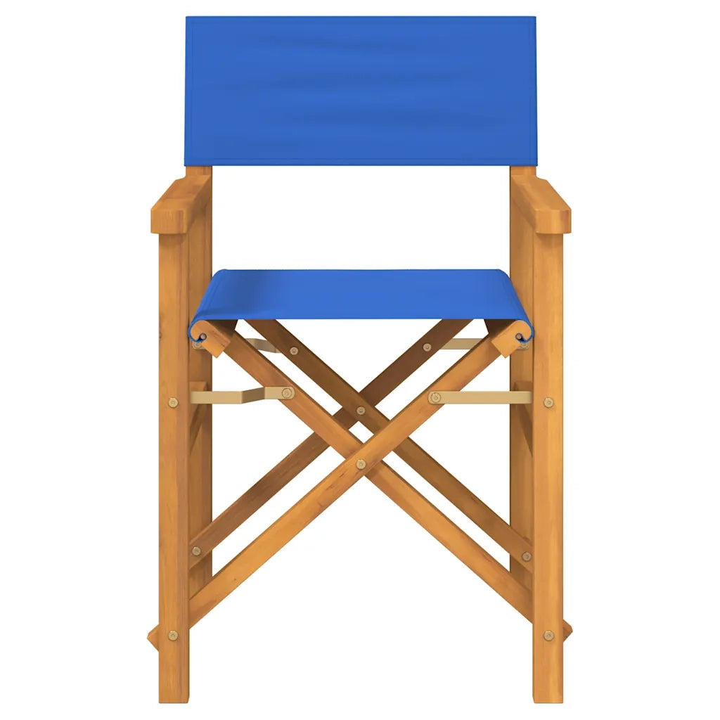 Sedie da Regista Pieghevoli 2 pz Blu in Legno Massello di Teak