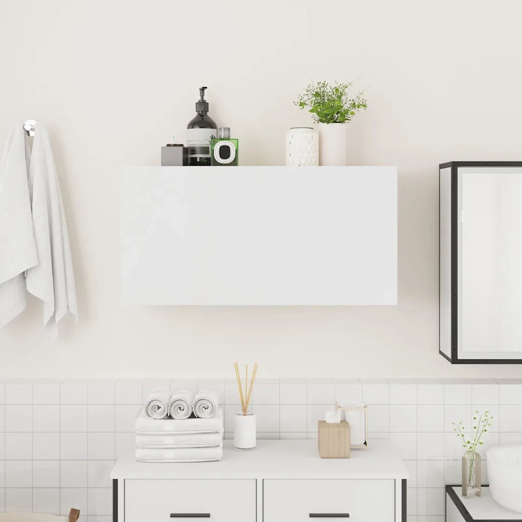Mobile da Bagno a Parete Bianco 80x25x40 cm in Truciolato 860085