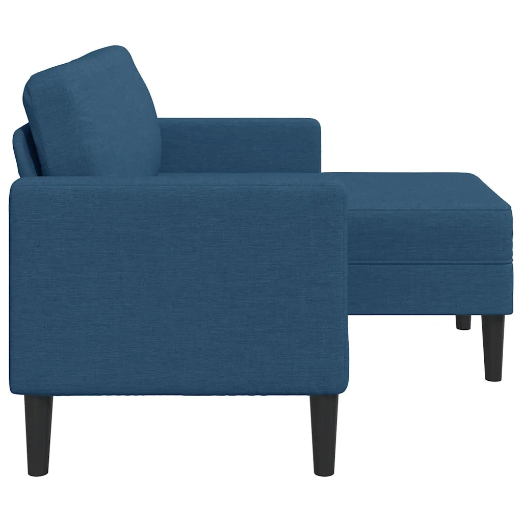Divano 2 Posti con Chaise longue a L Blu 125 cm in Tessuto 4107066