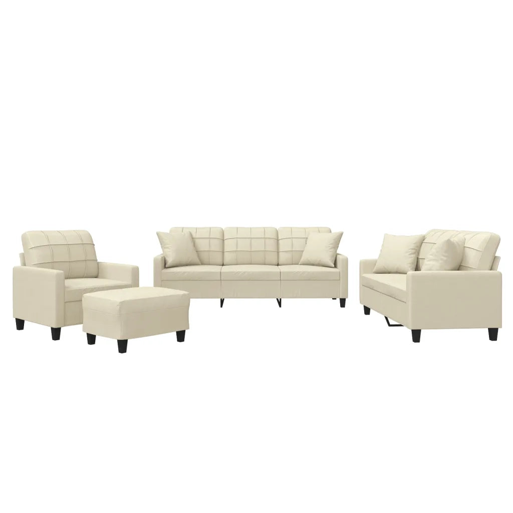 Set di Divani 4 pz con Cuscini Crema in Similpelle