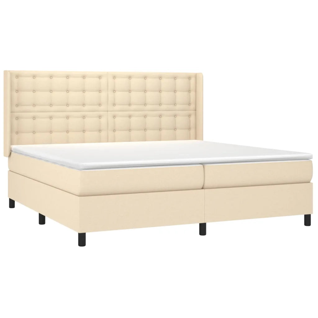 Giroletto a Molle con Materasso Crema 200x200 cm in Tessuto 3131782