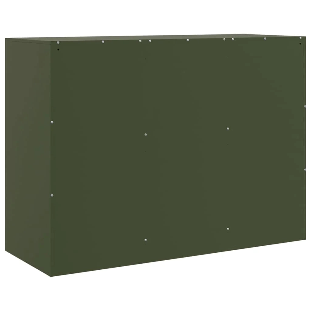 Buffet credenza cassettiera armadio mobile contenitore organizer per cucina soggiorno salotto verde oliva 99 x 39 x 73 cm acciaio verde 02_0036594
