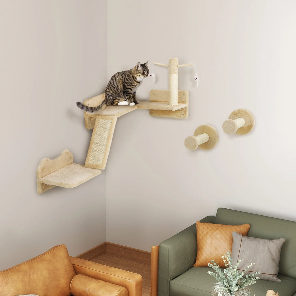 Tiragraffi per Gatti con Parete d'Arrampicata e Palle ¨C Zephmum ¨C Beige