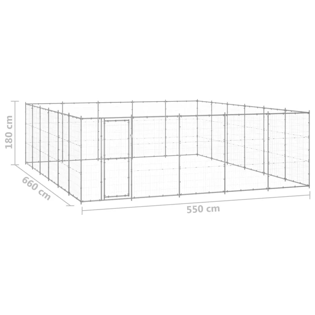 Gabbia per Cani da Esterno in Acciaio Zincato 36,3 m² 3082329