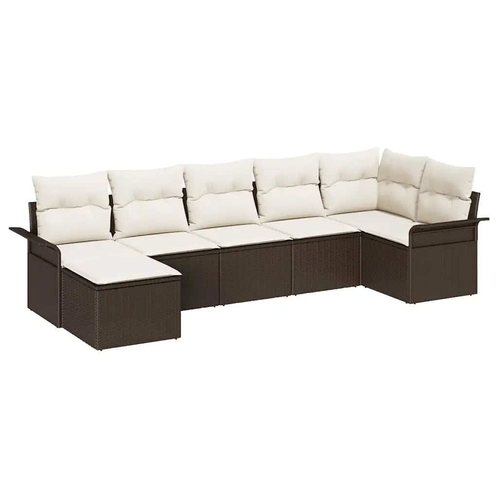 Set Divano da Giardino con cuscino 7 pcs Marrone Poly Rattan 3354117