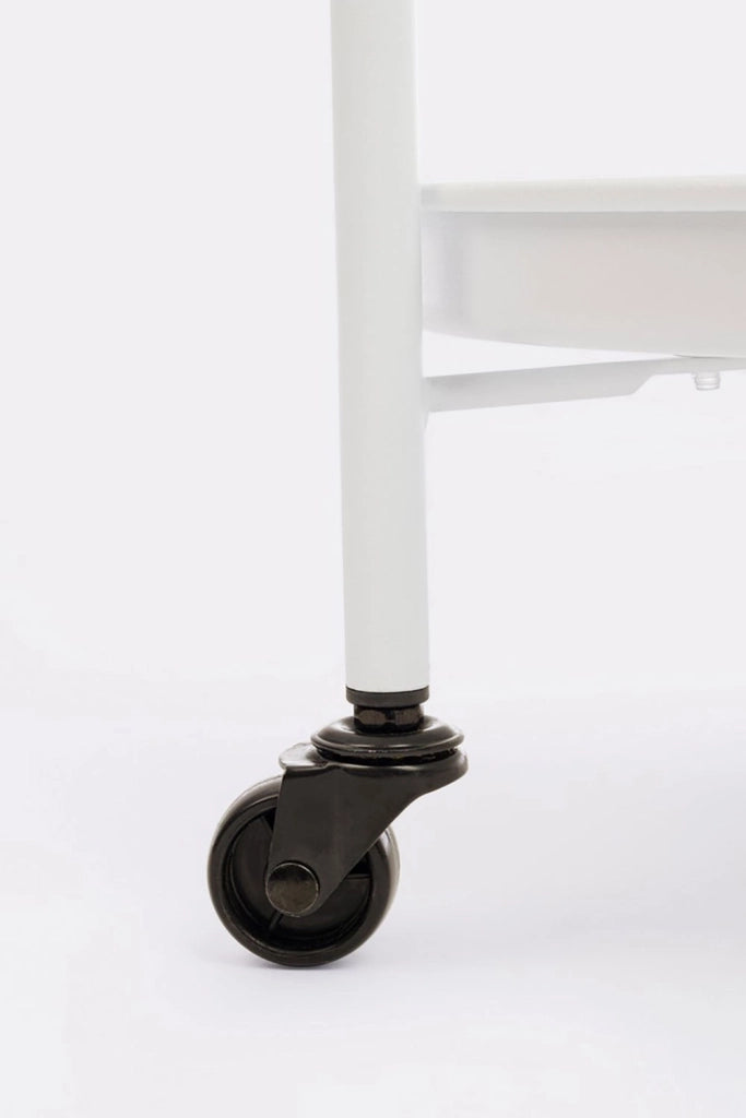 Tavolino da Esterno Carrello con Ruote Ø44,5x70h cm in Acciaio Austin Twin Bianco