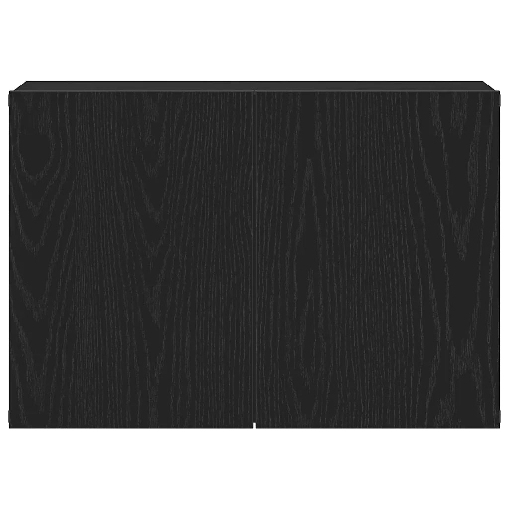 Pratico mobile TV a parete con vano contenitore 60 x 30 x 41 cm realizzato in legno composito di rovere nero 02_0051833