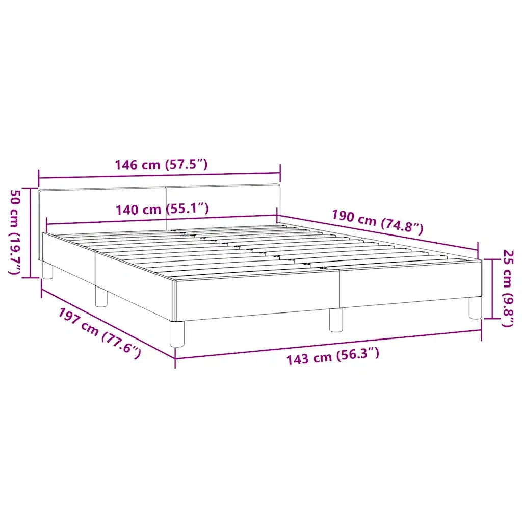 Giroletto con Testiera senza Materasso-Struttura Letto Nero 140x190 cm
