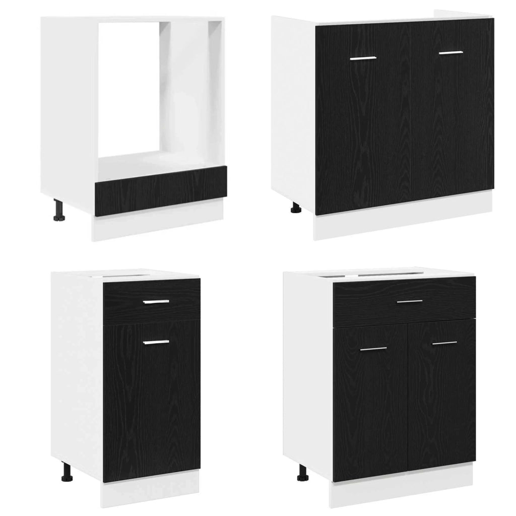 Unità Cucina Lyon 8 pz Rovere Nero Legno ingegnerizzato 3445860