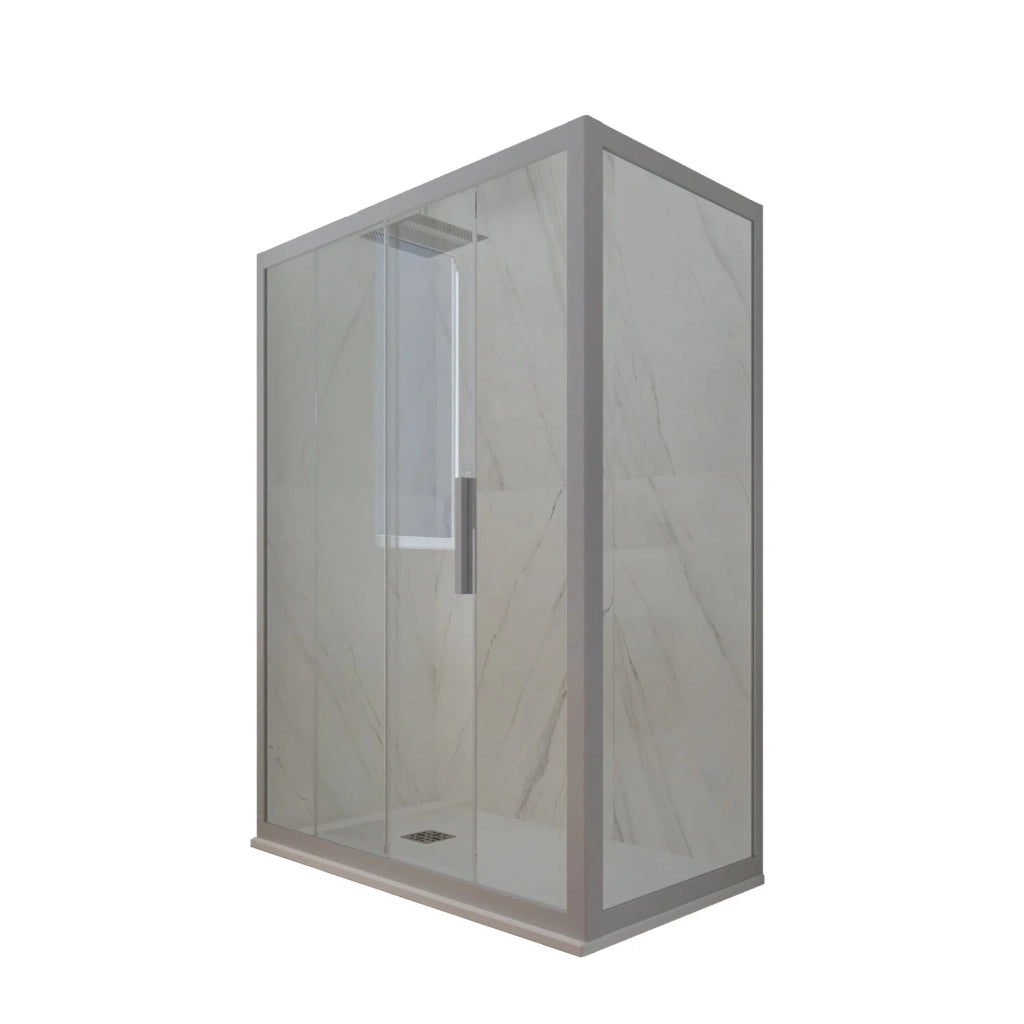 Box doccia scorrevole 90x170 CM H 200 Vetro Trasparente Profilo Silver mod. Deco Duo