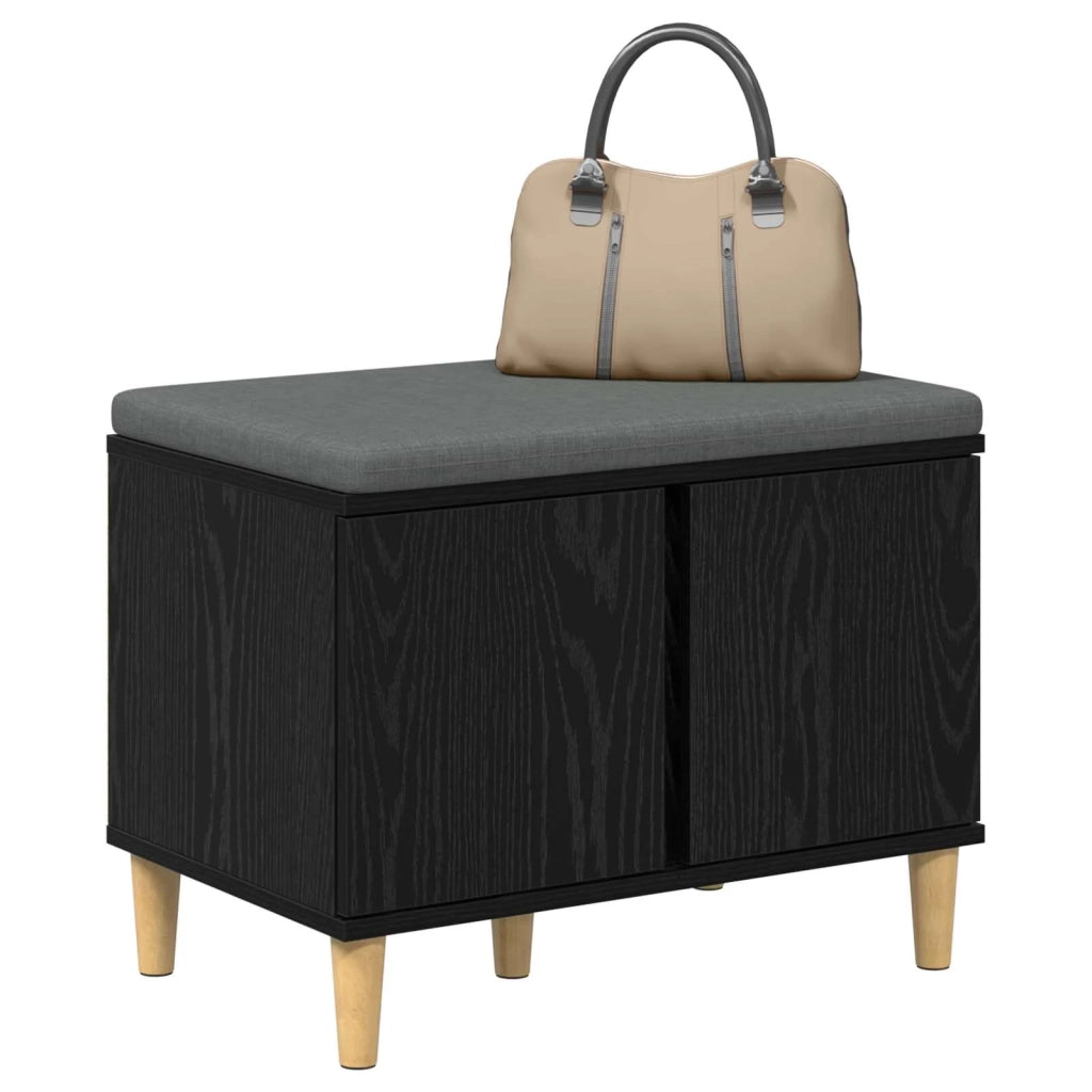 Panca per ingresso con cuscino-Sgabello-Panca da Corridoio Rovere Nero 60 x 38 x 46 cm 721627