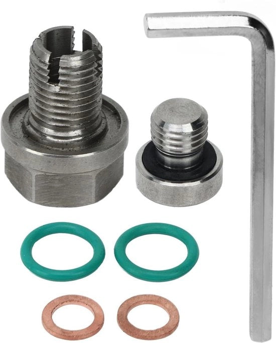 Piggyback Olieaftapplug di grandi dimensioni - Set di riparazioni per vite di olio rottura - Chiave a ingranaggi con O-ring - M12.1-1.25x15mm