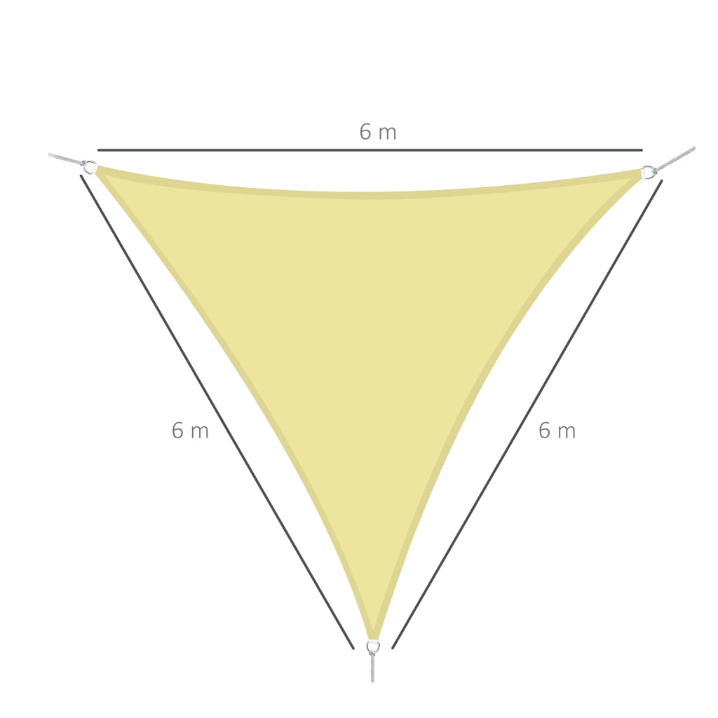 Tenda a Vela Triangolare Parasole con Ganci a D, in Poliestere, 600x600x600 cm, Gialla