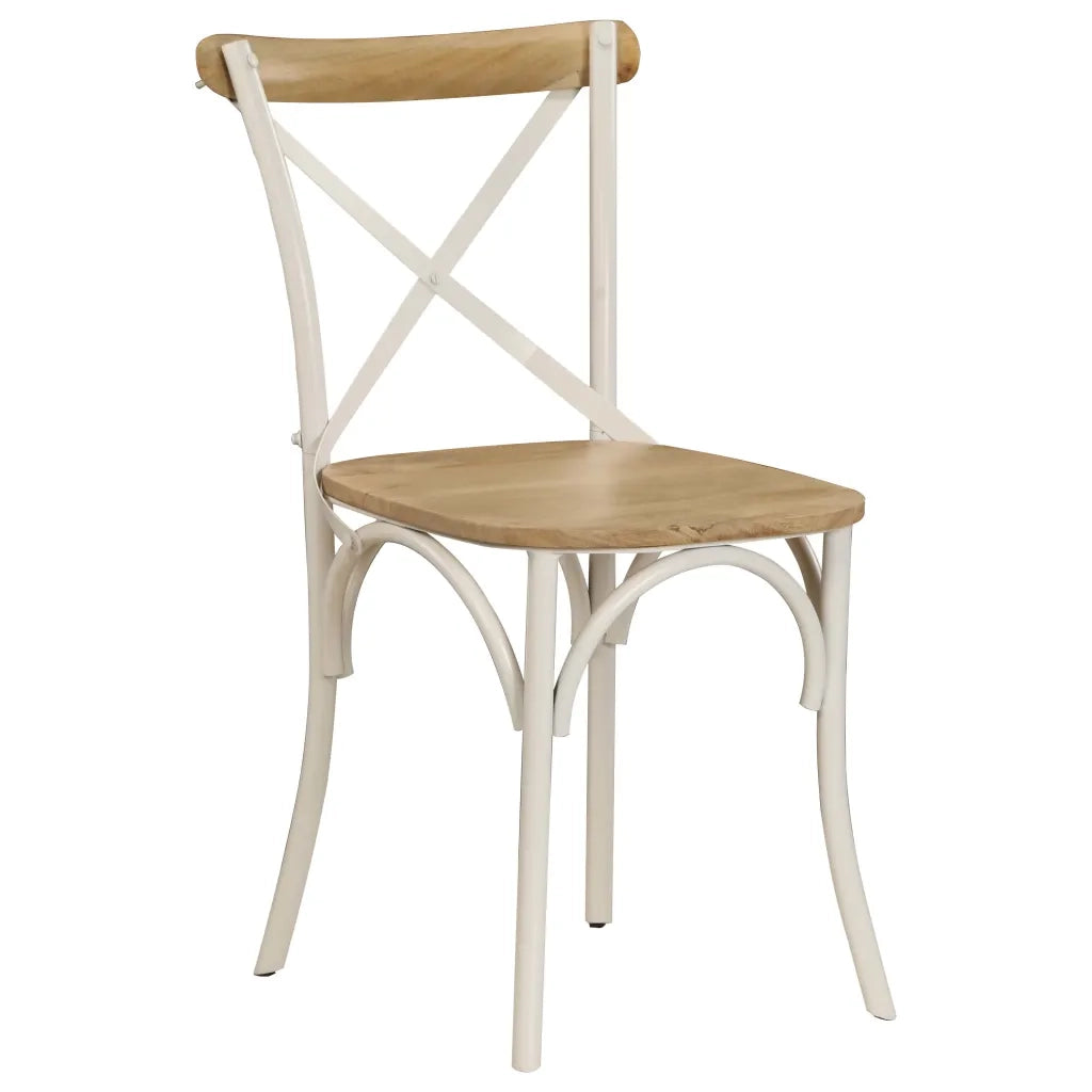Sedie con Motivo a Croce 2 pz Bianche in Massello di Mango cod mxl 5731