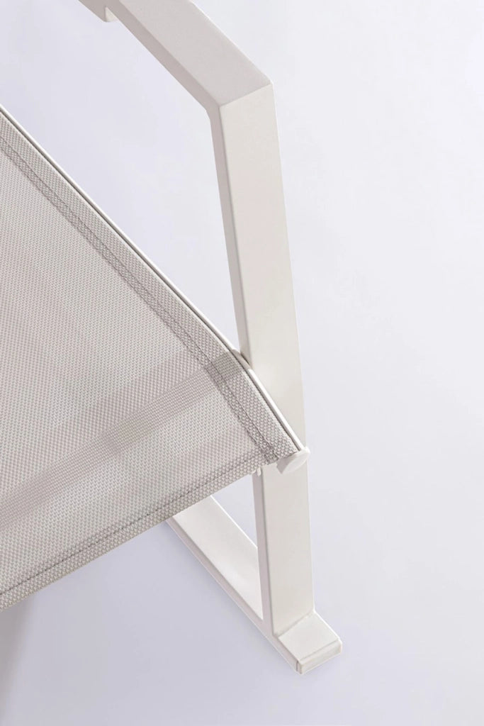 Poltrona a Dondolo da Giardino 60x107x95h cm in Acciaio e Textilene Ercolano Bianco e Grigio