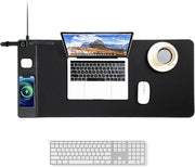 Pavimento di Ricarica Senza Fili da 15 W, Pavimento di Gioco Idrorepellente con Superficie Liscia Ultra, Base Antiscivolo, Pavimento da Scrivania XXL, 90 x 40 cm, Pavimento da Scrivania Classico Nero per MacBook, Laptop