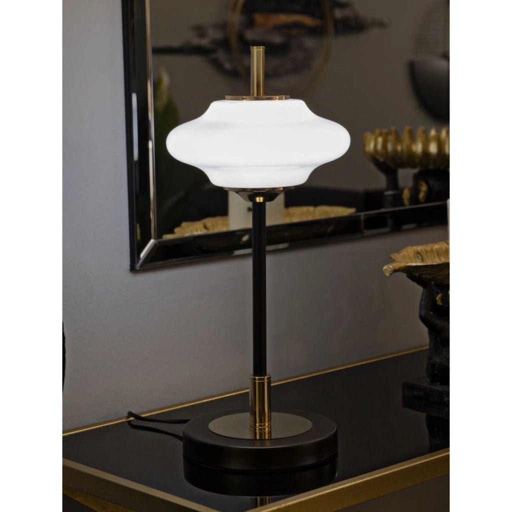 Lampada da Tavolo VKH921, Bianco, Vetro, 22x22x46 cm