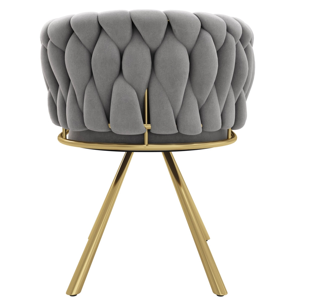 Set 6 sedie da pranzo girevoli 360° in velluto grigio e oro; con struttura in acciaio