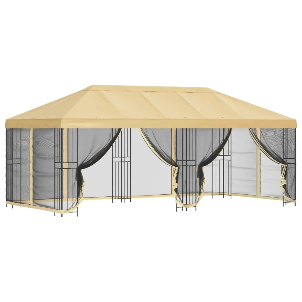 Gazebo con pareti laterali 6 x 3 m Crema Poliestere e Acciaio 3375995