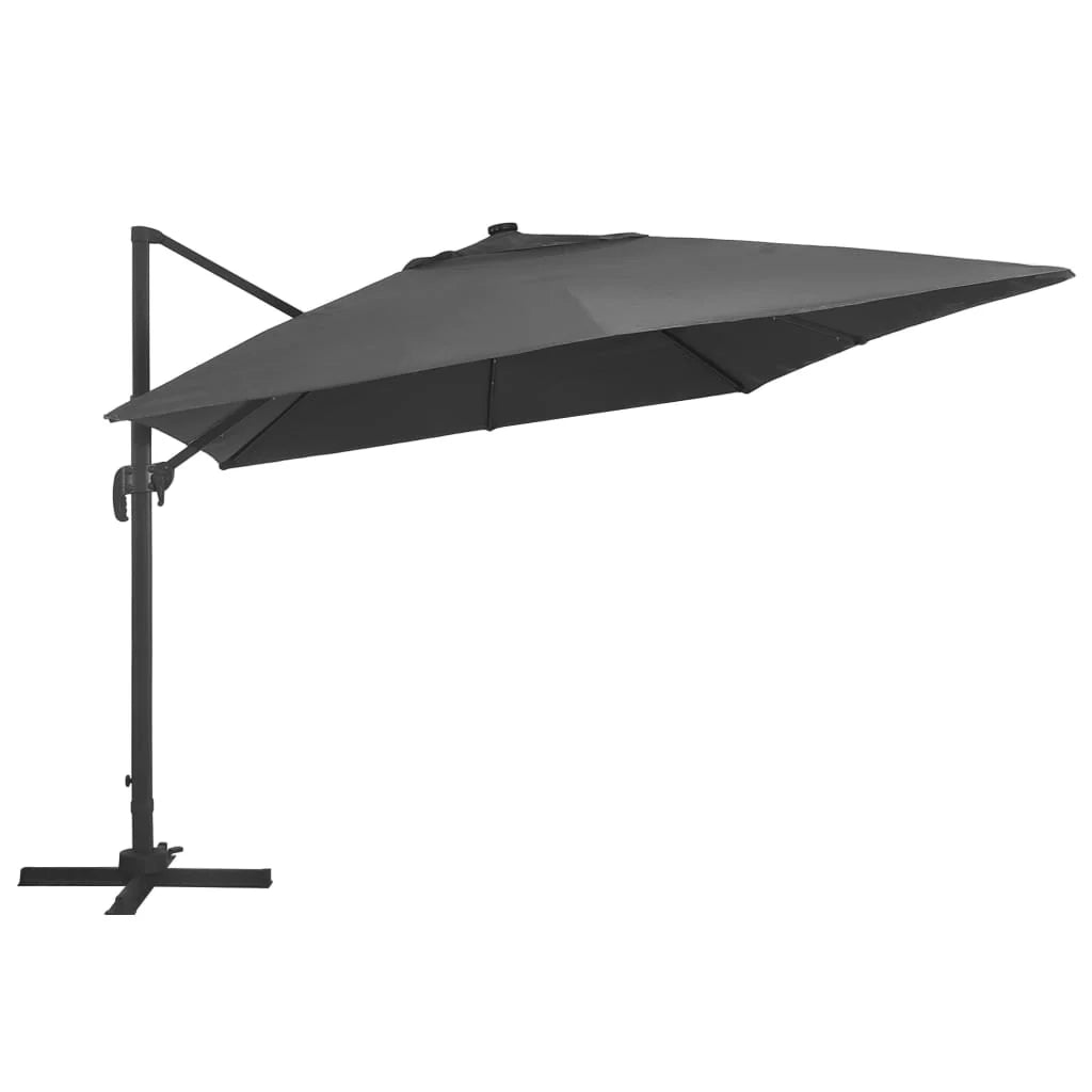 Ombrellone a braccio e luci LED alluminio 400 x 300 cm antracite 02_0008546
